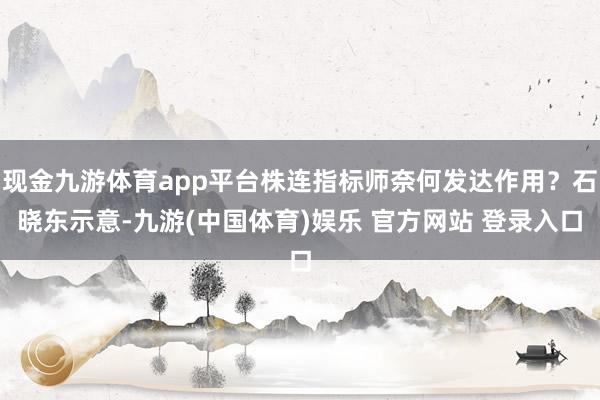 现金九游体育app平台株连指标师奈何发达作用？石晓东示意-九游(中国体育)娱乐 官方网站 登录入口