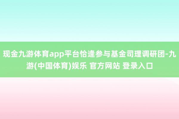 现金九游体育app平台恰逢参与基金司理调研团-九游(中国体育)娱乐 官方网站 登录入口
